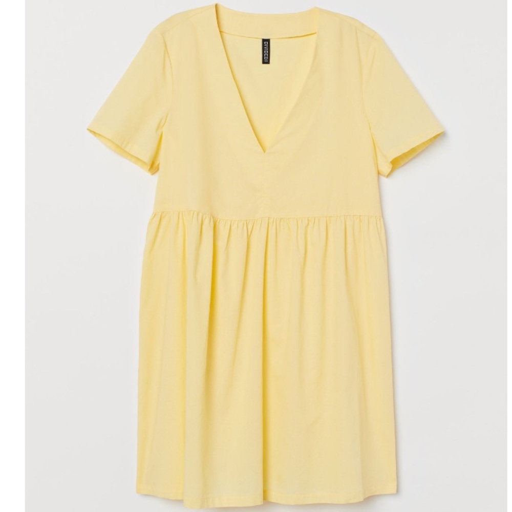 H&M 100% cotton yellow mini dress
